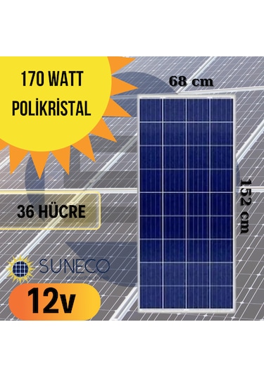 170w Watt Polikristal Güneş Paneli A Sınıf