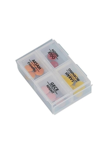 Ams Net 4 Öğün Günlük Hap İlaç Saklama Taşıma Kutusu İlaç Hatırlatıcı Beyaz