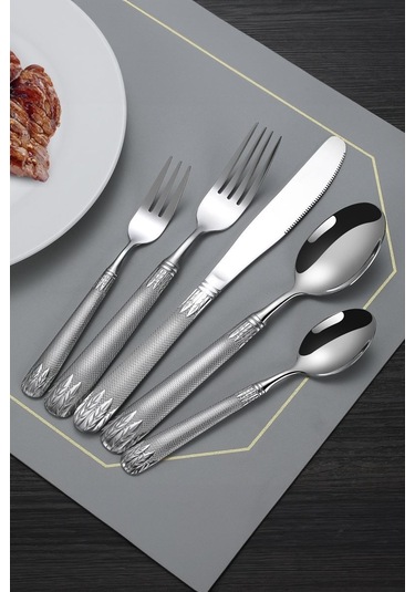 Çelik 6 Kişilik Yemek Kaşık Çatal Bıçak Seti Cin740by