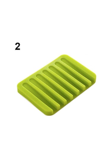 Yeşil Esnek Banyo Silikon Sabunluk Depolama Tutucu Soapbox Plaka Tepsi Drenaj