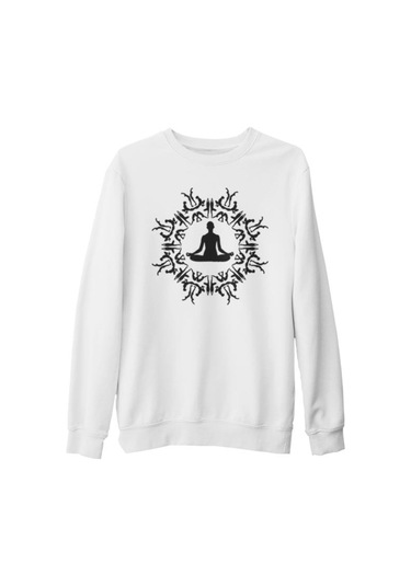 Yoga - Meditasyon Beyaz Kalın Sweatshirt