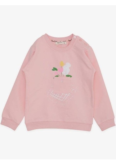 Kız Çocuk Pamuklu Cep Detaylı Sweatshirt-14369 SOMON