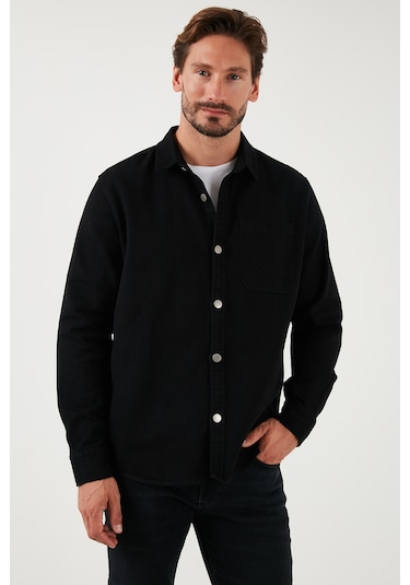 Buratti Pamuklu Tek Cepli Regular Fit Erkek Gömlek Cf25W129140 Siyah