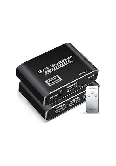 Gplus 4K321M 3 Port Hdmı 2.0 4K 60Hz Hdr 10 Hdcp 2.2 Metal Switch