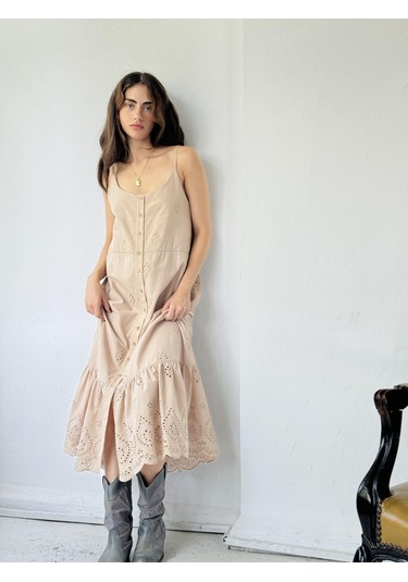 Retrobird Adel Brode Askılı Elbise Kadın Kum-13578-kum Kum Rengi