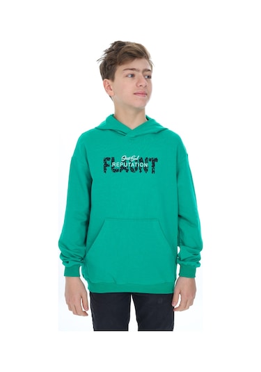 Toontoy Erkek Çocuk Flaunt Baskılı Sweatshirt Koyu Yeşil