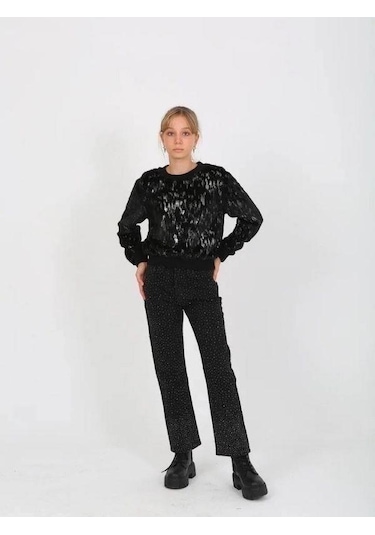 Marions Kız Çocuk Taşlı Jean-15237 Siyah