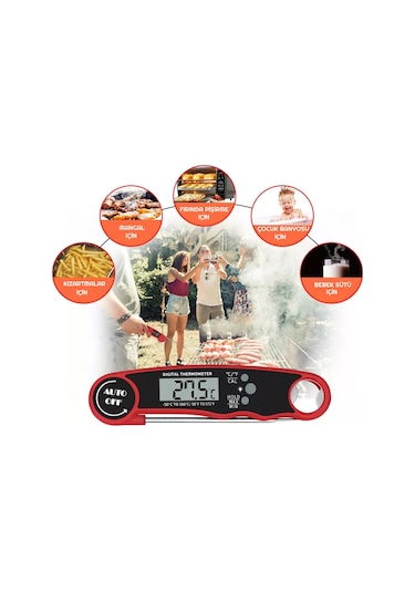 Paslanmaz Çelik Problu Dijital Mutfak Yemek Termometresi Açacaklı