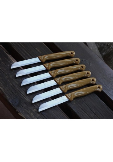 Solingen Simli Tırtıklı Sebze Meyve Bıçağı 6 Adet Karışık Renk