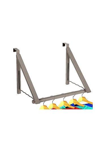 Cbtx Havlu Palto Elbiselerini Asmak İçin Kapı Kancası Üzerine Katlanabilir Kurutma Rafı - Gri Gri