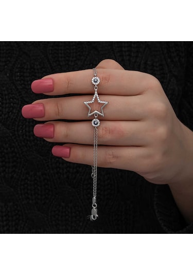 Blackcraft 925 Ayar Gümüş Yıldız Nazarlı Kadın Bileklik Bc-5e94bb Renkli
