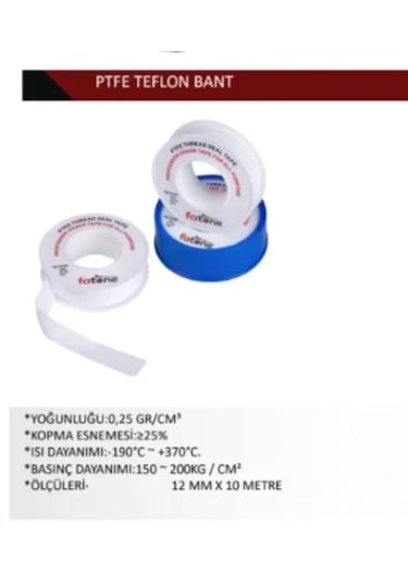 Ptfe Teflon Bant 12mm X 0,1mm X 10mt 10 Adet