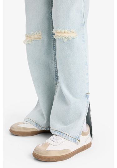 Defacto Kız Çocuk Wide Leg Yırtık Detaylı Geniş Paça Jean Pantolon Z4708a625spnm63 Mavi