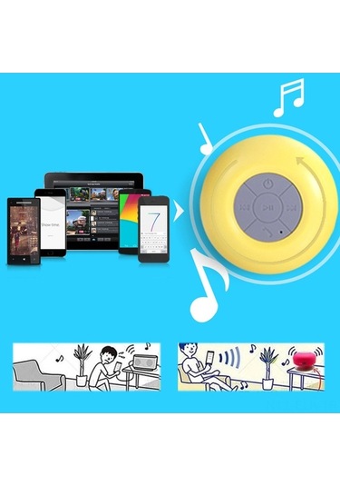 Taşınabilir Su Geçirmez Mini Bluetooth Hoparlör - Banyo, Araç Ve Dış Mekan Kullanımı İçin Kuvvetli Emici Kupa