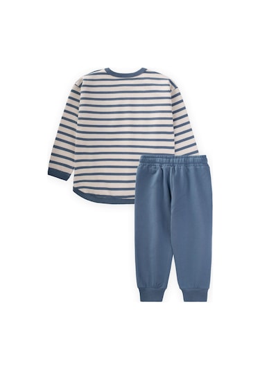 Cigit Çizgili Sweatshirt Takım 1-7 Yaş İndigo Mavi İndigo