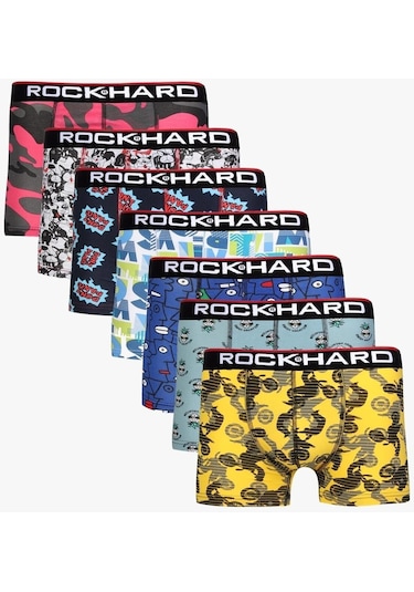 Rock Hard 4'Lü Karışık Desenli Renkli Boxer 001