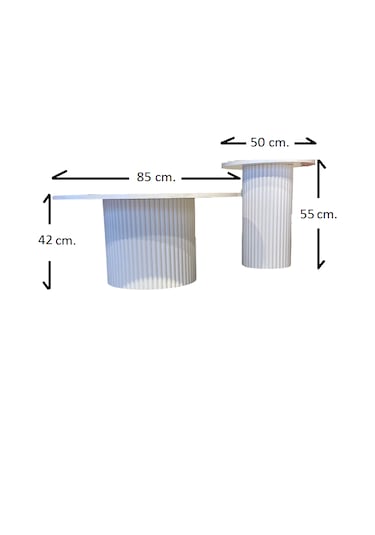Most Bohem Orta Sehpa 2'li Set %100 Ahşap 85 Cm. Çap Beyaz