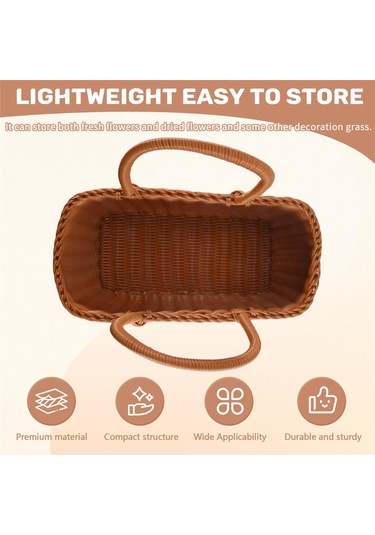 Xiaaokeji Ana Sayfa Alışveriş Sepeti El Sebze Sepeti Dekor Dokuma Rattan Çanta Kahverengi