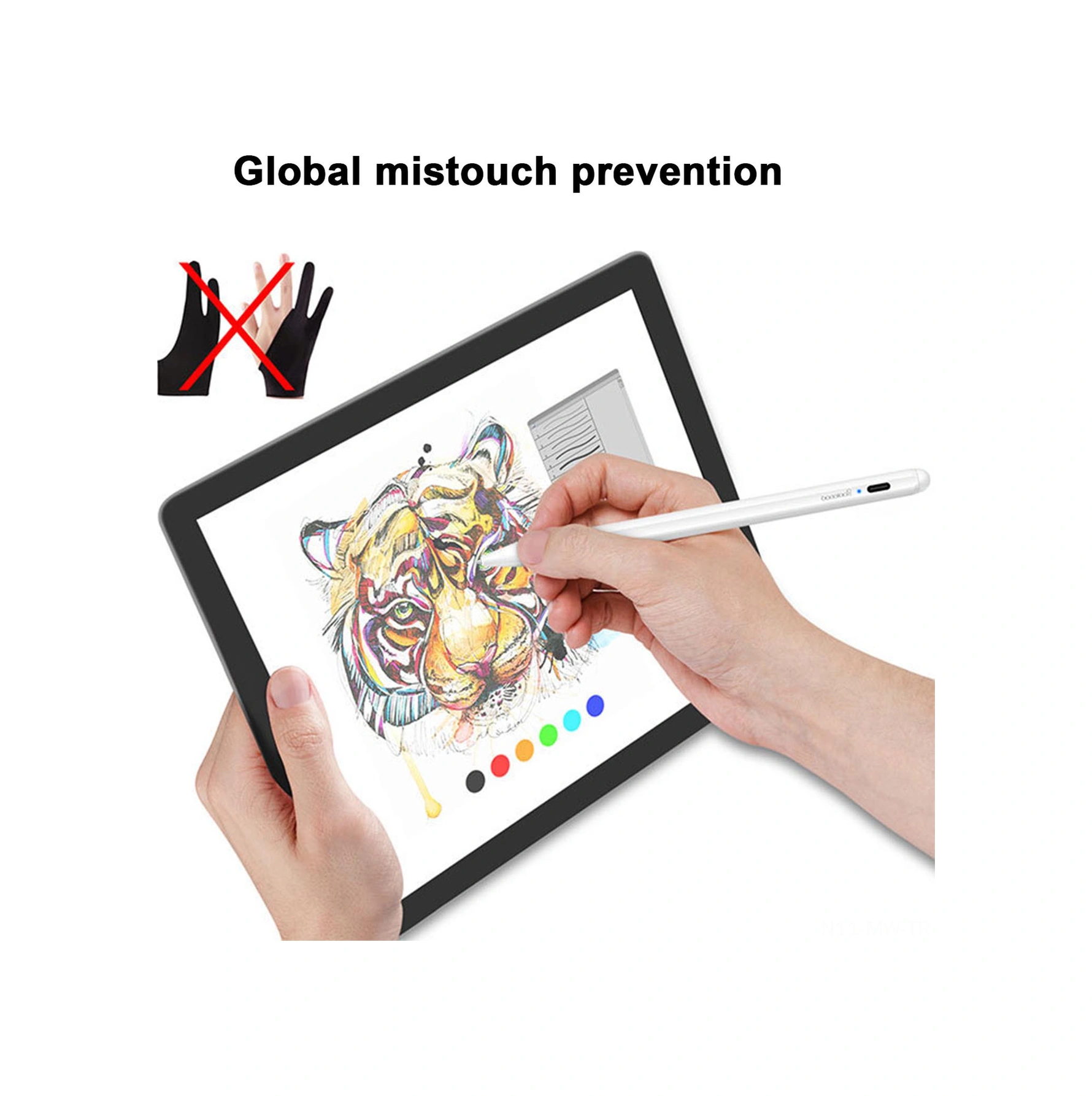 Moveevo K10 Aktif Kapasitif Kalem - İpad'ler İçin Dokunmatik Kalem, Yanlış Dokunmayı Engeller, Abs Malzeme, Beyaz Renk