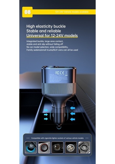 Novahub 145w Yüksek Güçlü Araba Şarj Cihazı, Pd45w+type-c+usb, Led Voltaj Gösterge, Otomobil/kamyon/suv İçin