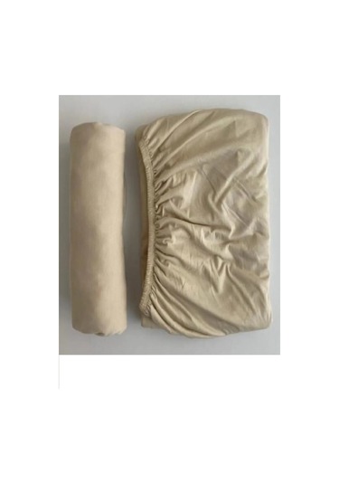 Altın Karma Jersey Penye Pamuklu 180x200 Cm Çift Kişilik Lastikli Çarşaf Krem Krem