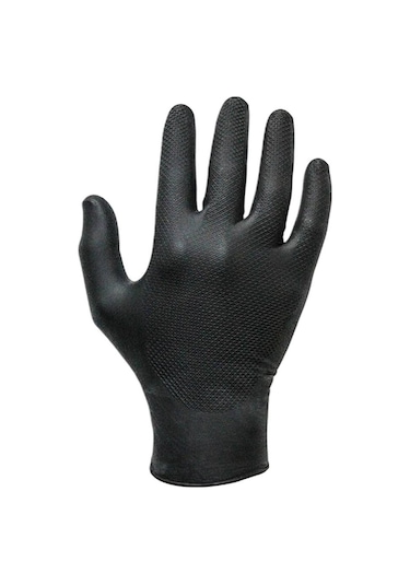 Siyah Nitril Eldiven Balık Sırtı Punta Super Grip Bl