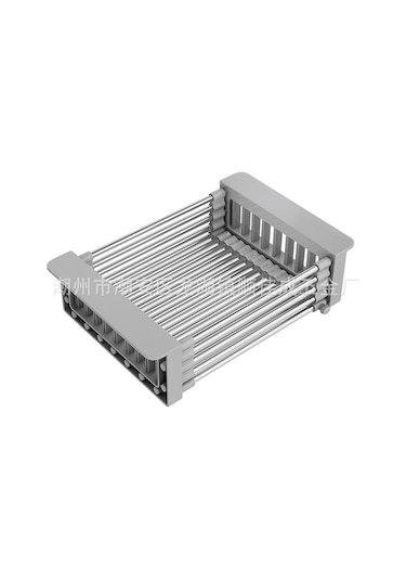 Mufunye Küçük Gri Ev Kullanıma Uygun Genişletilebilir Lavabo Sulama Sepeti, Meyve Sebze Kurutma, Tabak Kurutma Rakımı Gri