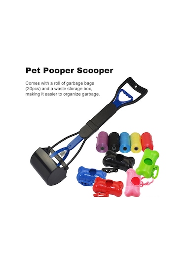 Youmex Köpek Kedi İçin Katlanabilir Uzun Saplı Tuvalet Toplayıcı + Çöp Poşeti Ve Saklama Kutusu Seti Mor Orta Boy Mor