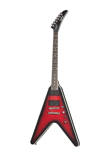 Epiphone Dave Mustaine Prophecy Flying V Figured Elektro Gitar Aged Dark Red Burst