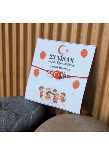 Uretti - Özlem 9422 - 1322 Ay Yıldız Temalı 5'li Paket 23 Nisan Çocuk Bilekliği Kırmızı