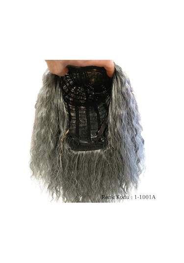 Peruk Ankara Fiber Sentetik Afro Su Dalgası Peruk Siyah Açık Gri Ombre 1-1001a