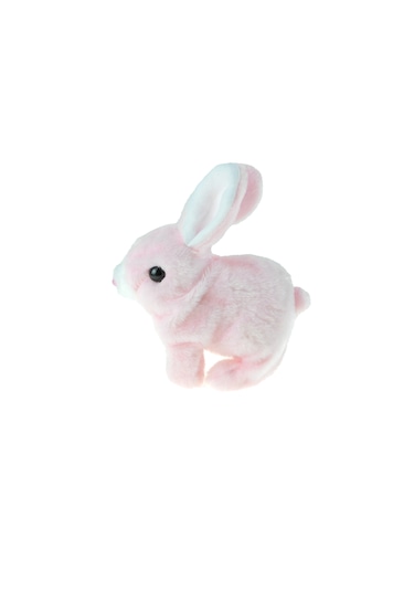 Sevimli Pelüş Tavşan Oyuncak Tavşan Pink Sesli Hareket Pilli 17cm
