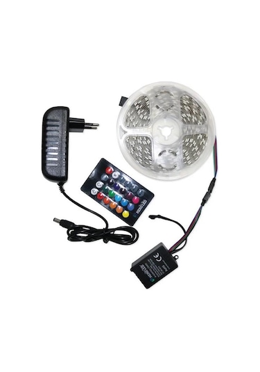 Zhltools Kumandalı 5 Metre Tek Çipli Rgb Şerit Led Çok Renkli