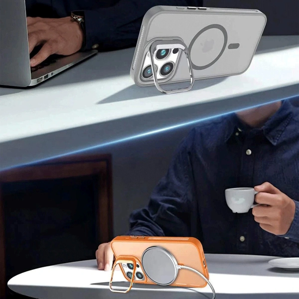 İphone 14 Pro Max Kılıf Armor Seri Magsafe Uyumlu Stand Özellikli Kamera Lensli Kapak Derin Mor