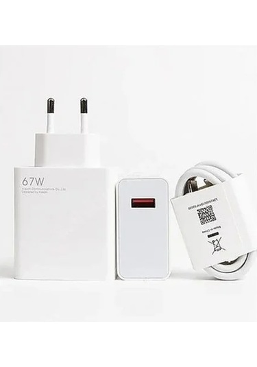 67w Gan Xiaomi 14 Civi İle Uyumlu Turbo Şarj Adaptörü Ve 6a Type C Kablo Beyaz 1 Metre