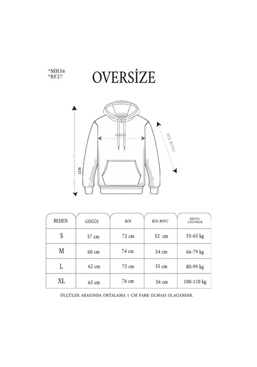 Unisex Double Oversize Kapşonlu Basic Sweatshirt - Bej Siyah