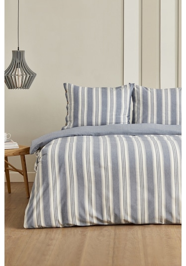 Karacahome Sarah Anderson Rosery İpliği Boyalı Çift Kişilik Nevresim Takımı Mavi