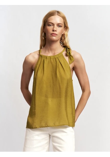 Zolla Kadın Keten Kolsuz Bluz Üst 437028303