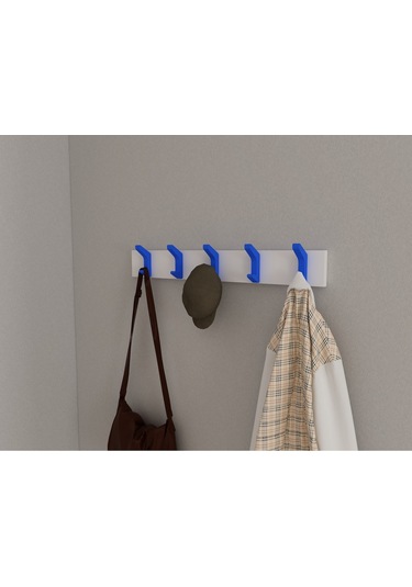 Hepsi3boyutlu Modern Duvar & Kapı Kanca Askılık - 5 Adet Mavi Kanca Askılık - Model No : 2 Mavi