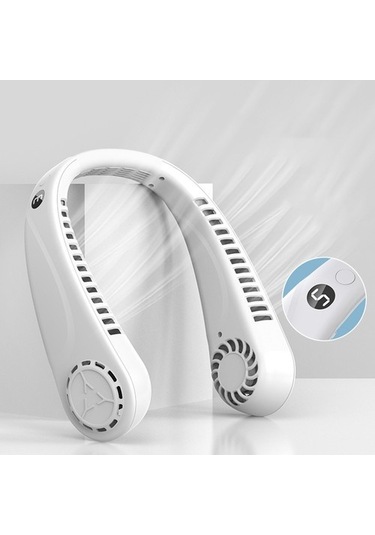 Taşınabilir Boyunlu Fan Eller Serbest Yapraksız Fan 4971 Beyaz