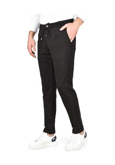 Deepsea Erkek Siyah Beli Lastikli Slim Fit Likralı Duble Paça Penye Spor Pantolon 2502385 Siyah Deepsea Erkek Siyah Beli Lastikli Slim Fit Likralı Duble Paça Penye Spor Pantolon 2502385 Siyah
