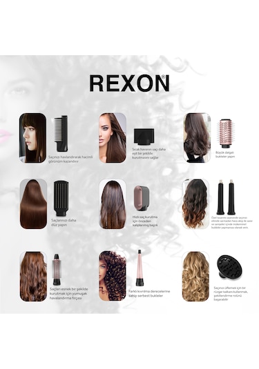 Rexon Flex 10-ın-1 Hot Air Wrap Saç Kurutma ve Şekillendirme Seti