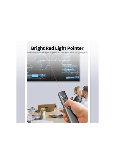 Novahub Kablosuz Sunum Medya Kumandası 2.4ghz Rf, Kırmızı Işık, Geniş Uyumluluk Optik, Siyah, 140x22x12mm Optik