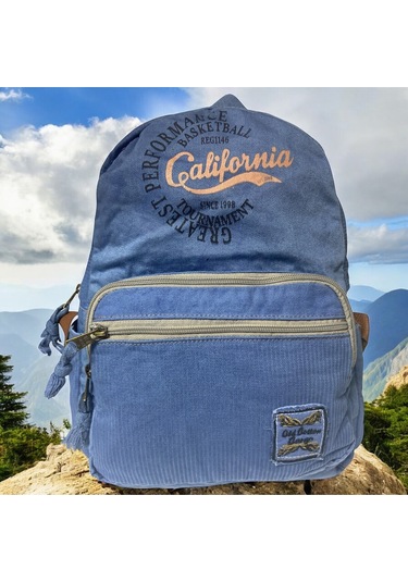 Kaliteli Renkli Vintage Disayn Günlük Sırt Gezi Okul Seyahat Çantası 31 Cm X 41 Cm Mavi - Beyaz