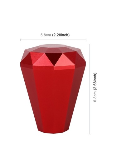 Wondernest Evrensel Araba Elmas Şekli Metal Vites Topuzu Kırmızı Renk Otomatik Manuel Kırmızı