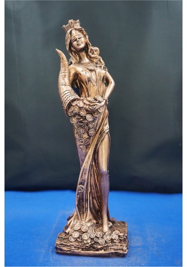 Fortuna Bereket Tanrıçası Heykeli - 28 Cm Mitolojik Biblo Hediyelik Eşya Ev Dekor Bakır