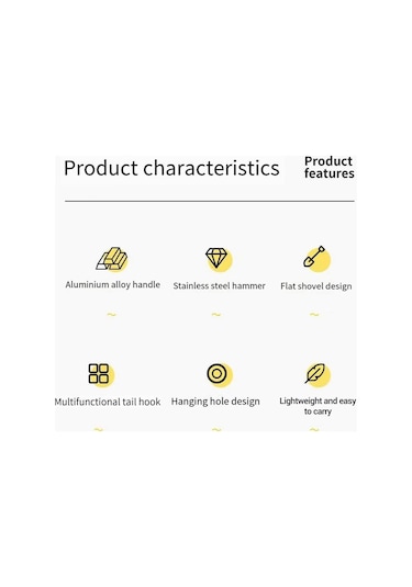 Folinda Gümüş Çadır Çivi Çekiçleri - Dış Mekan Kamping Çivi Çekici, Çelik-alüminyum Multifonksiyonel Kamp Aleti Gümüş