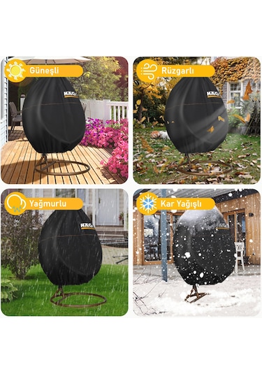 Haegs Bahçe Salıncağı Örtüsü, Rattan Hamak Koltuk Salıncak Koruyucu Kılıfı Brandası, 190 X 115cm Siyah