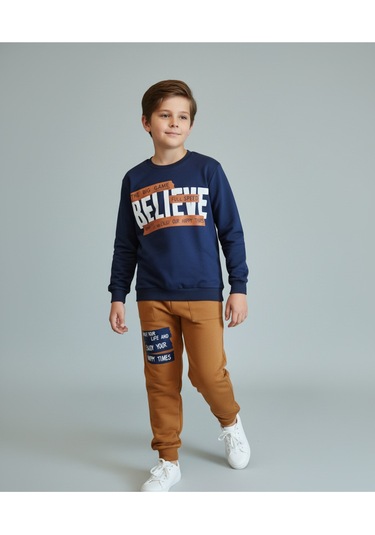 Big Game Baskılı İki İp Erkek Çocuk Alt Üst Takım Lacivert