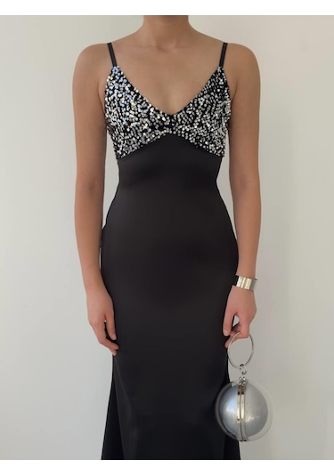 The İstanbul Shany İp Askılı Elbise Siyah